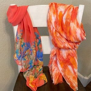 Bundle of two orange fashion scarves